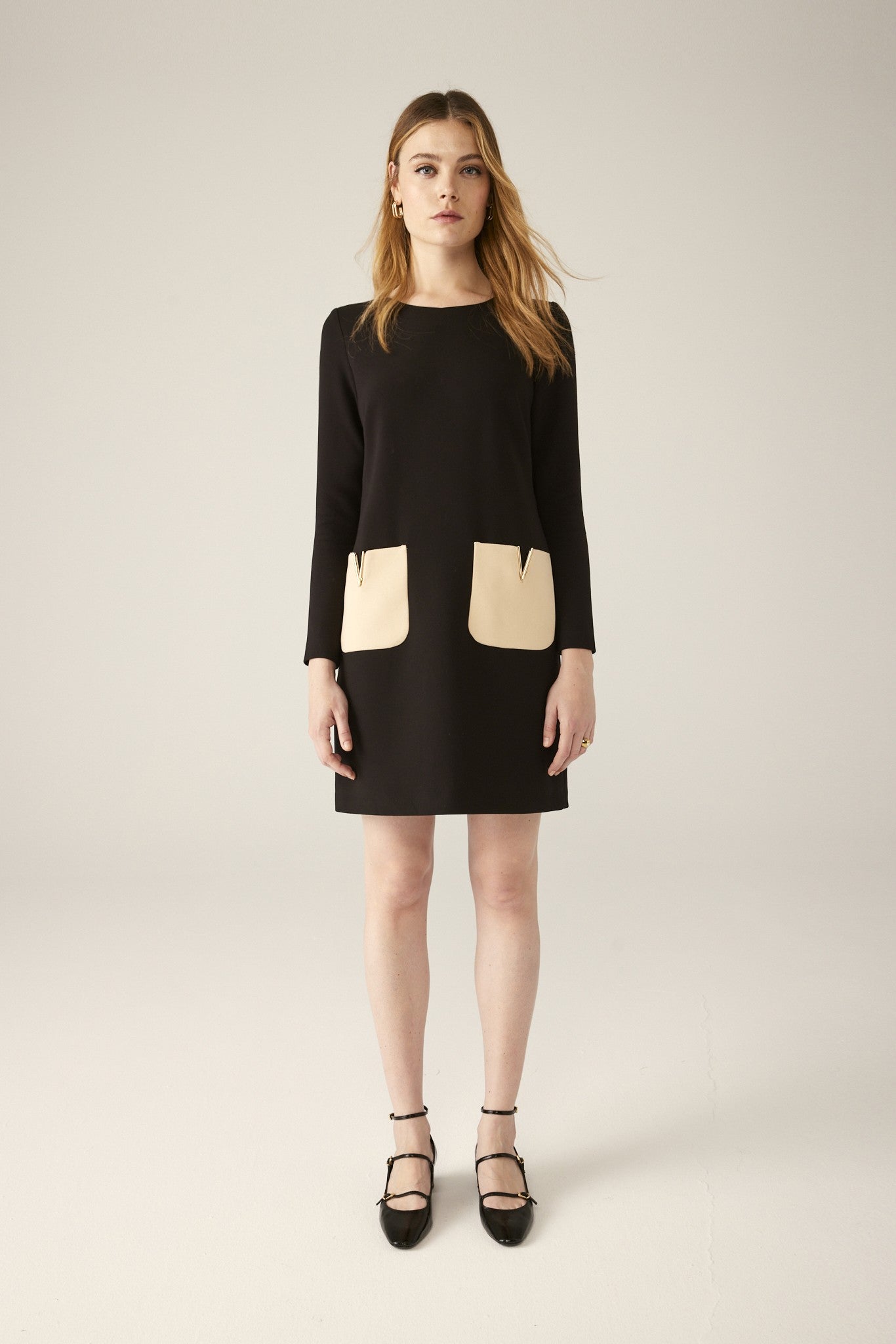 Vestido Bicolor - 42 Negro