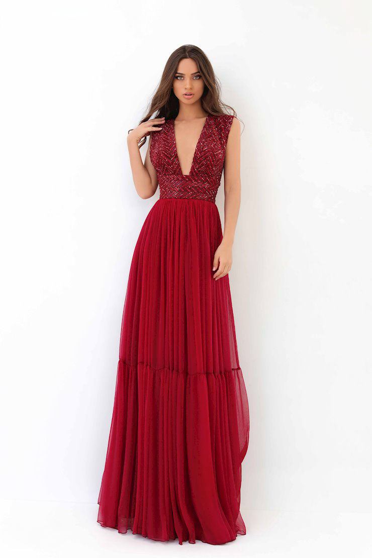 Gasa pedreria talle cauda- 40 Rojo