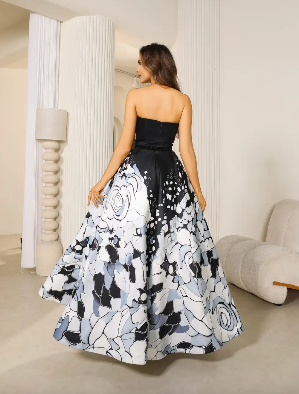 Strapless estampado noche