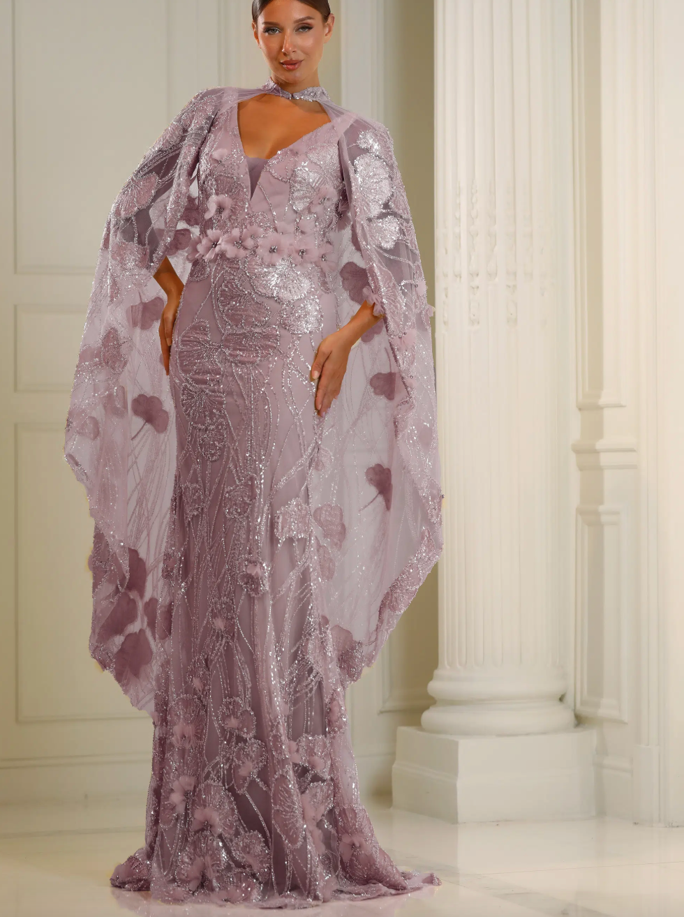 Vestido 3D con capa