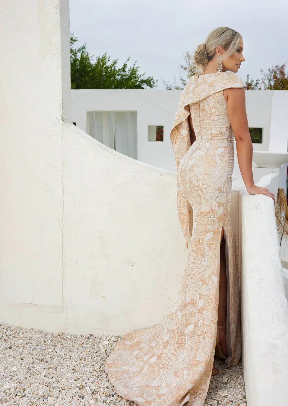 Off Shoulder Caplet-10 Champagne