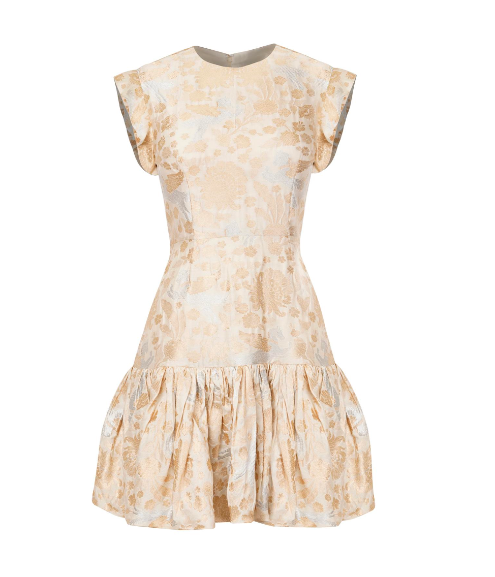 Vestido corto seda estampado- M Gold