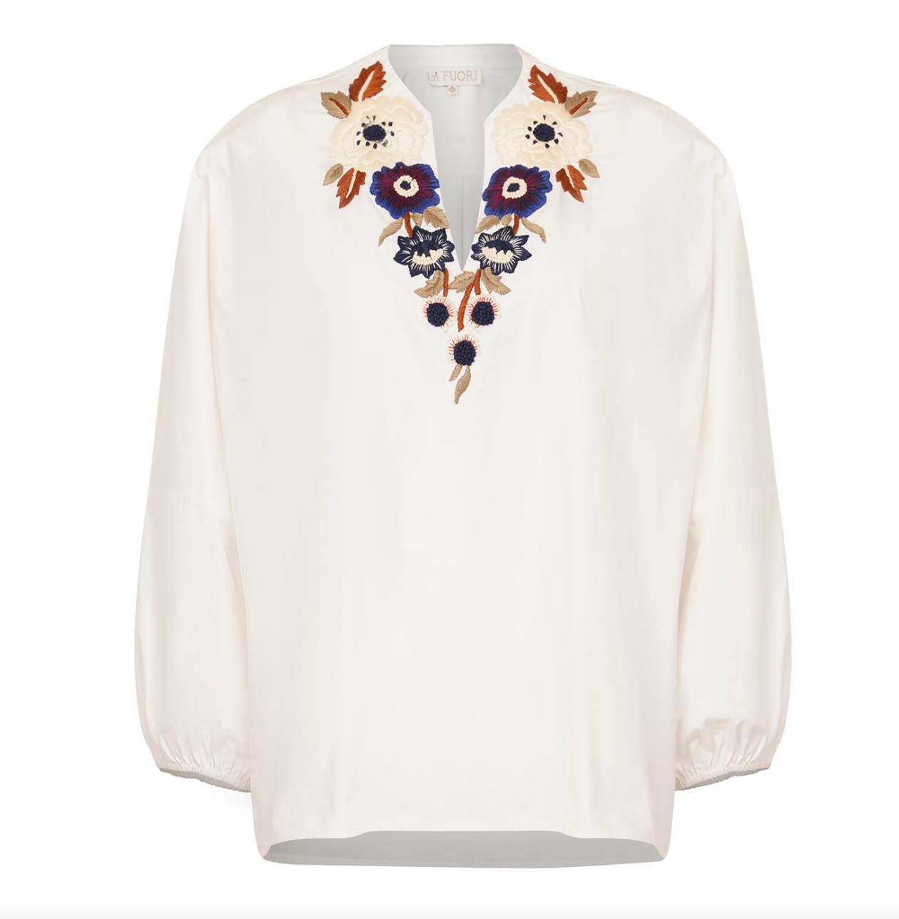Blusa algodón bordada- L Blanco