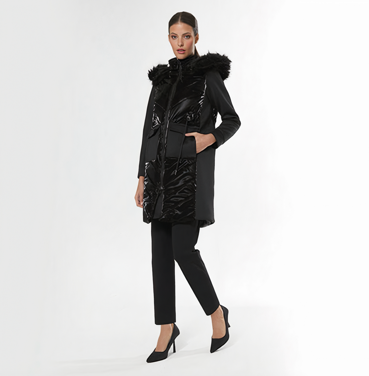 Chaqueta acolchnado largo- 40 Negro