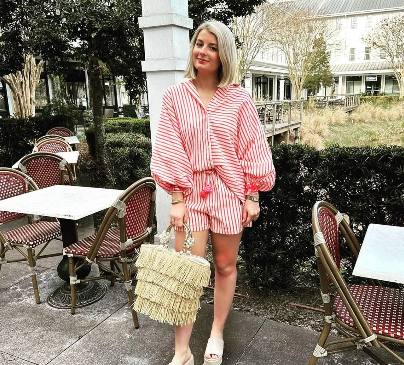 Short rayas tejido- M Naranja