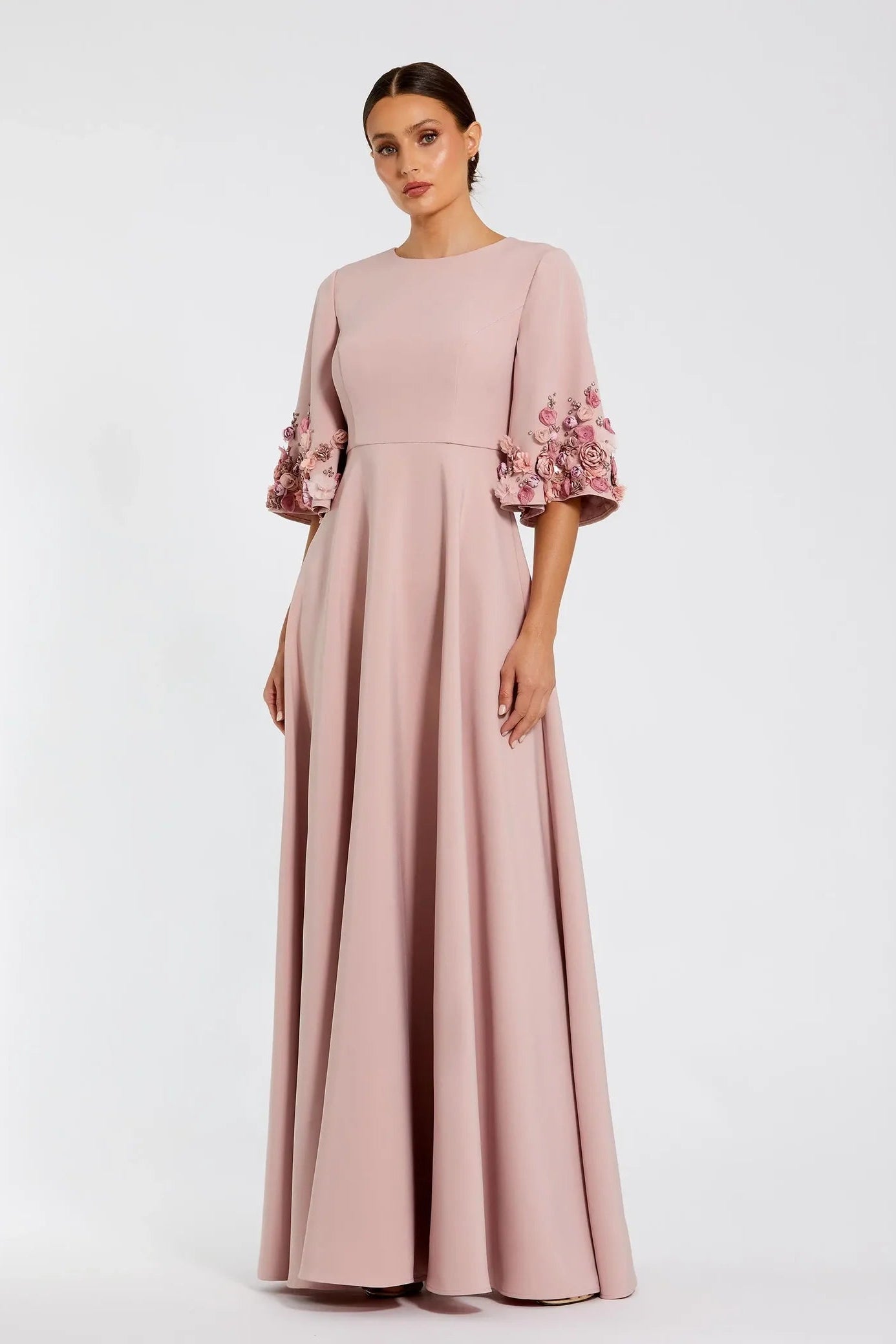 Vestido Rosa Crepe 3/4