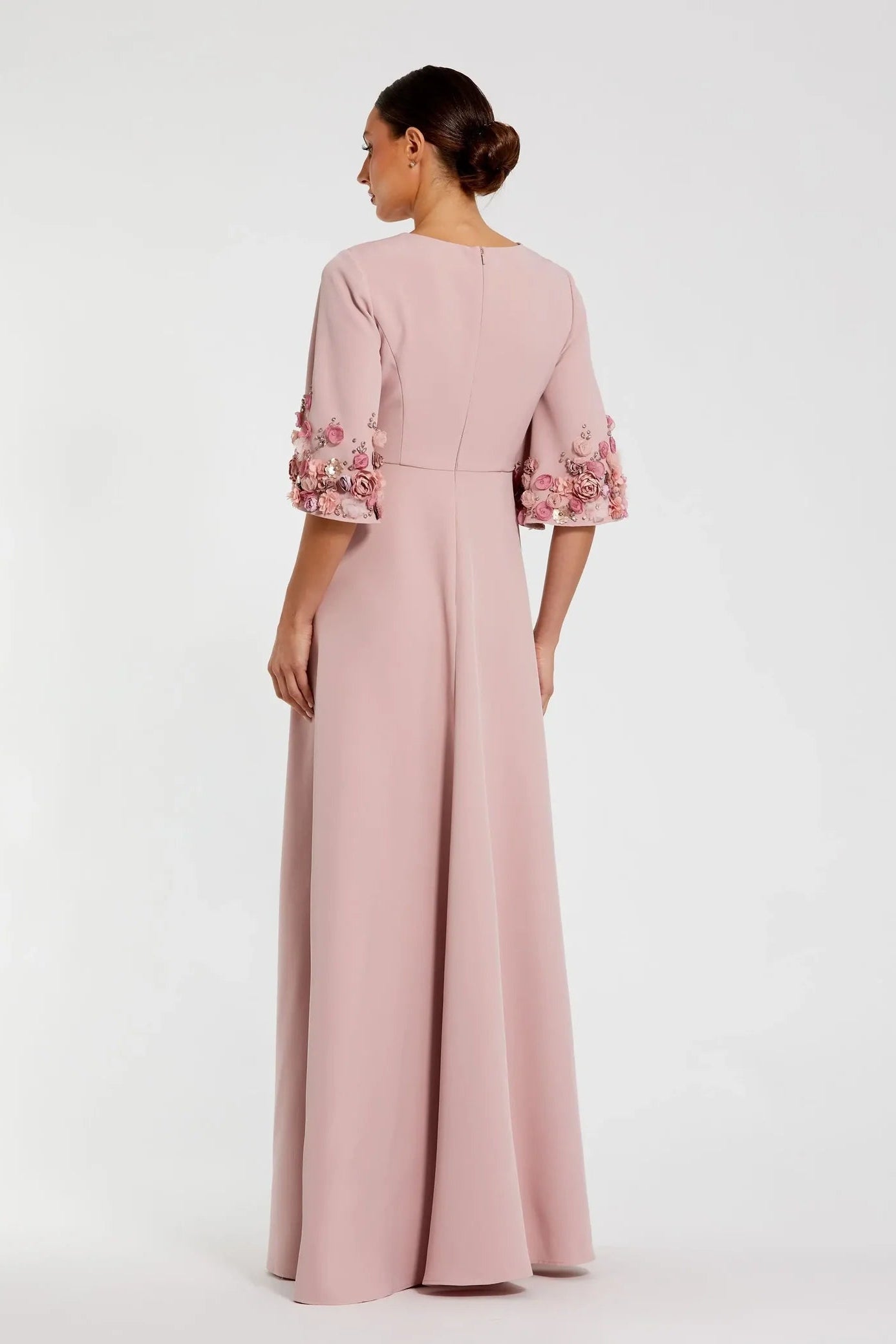 Vestido Rosa Crepe 3/4