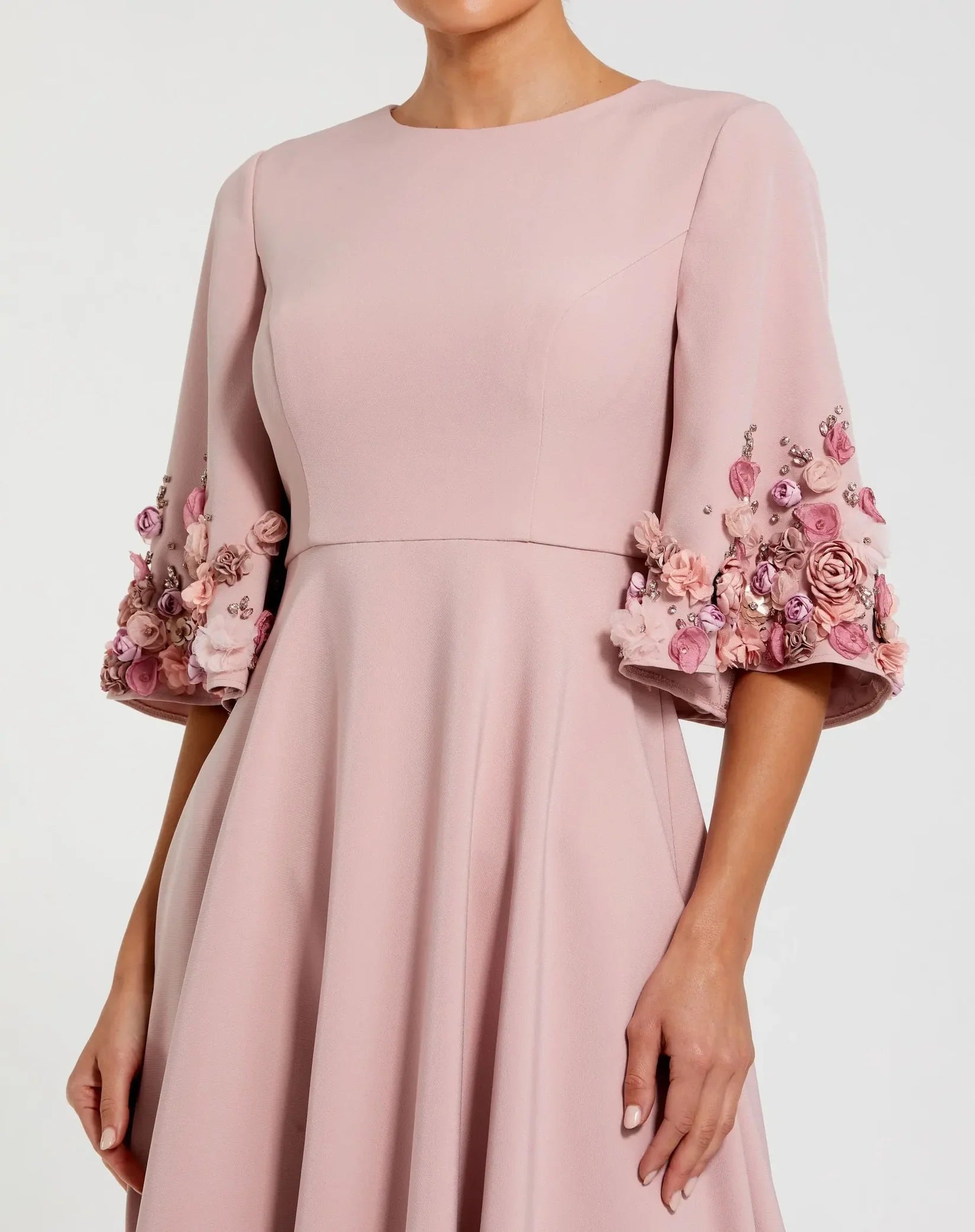 Vestido Rosa Crepe 3/4