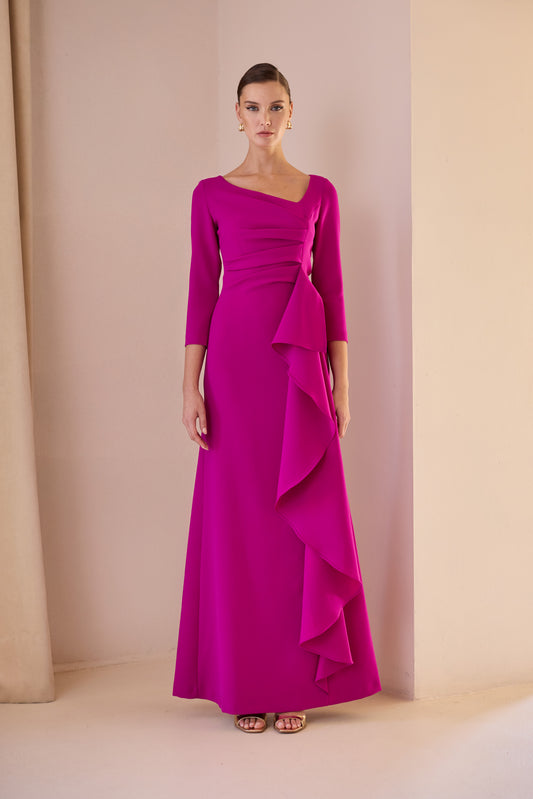 Vestido Pliegues Volante