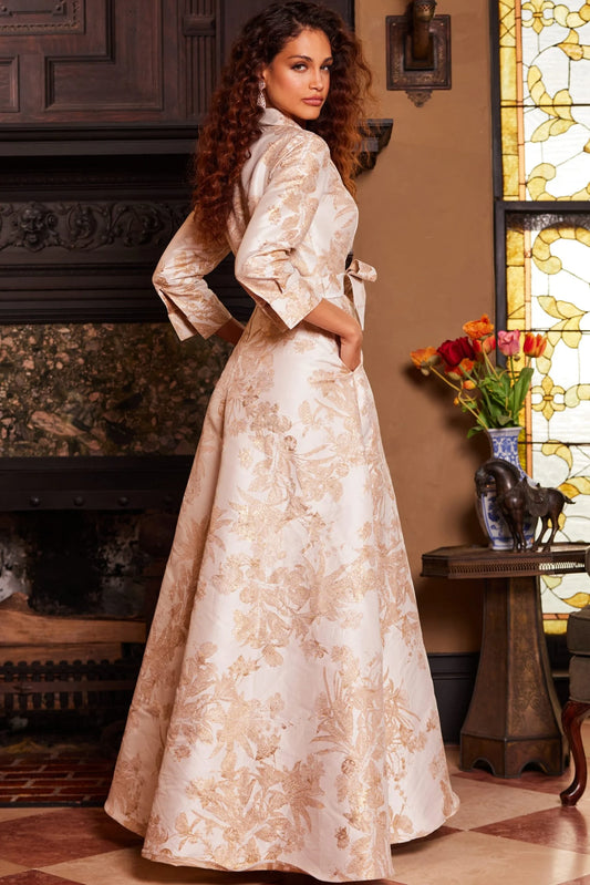 Camisero brocado manga 3/4 - 12 dorado
