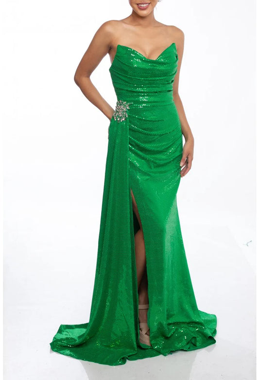 Strapless Cowl Neck- 6 Emerald