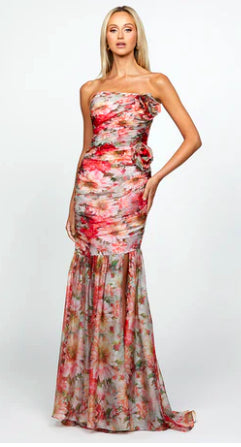 Strapless drapeado floreado-6 shodron