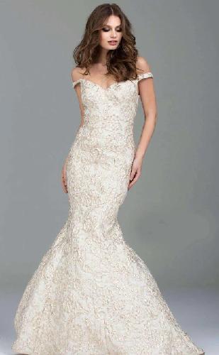 Sirena brocado hombros caidos - 6 Ligth gold