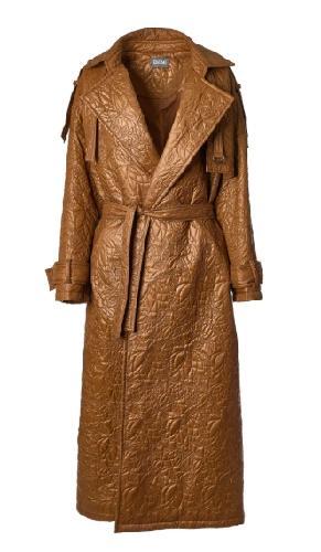 Chamarra larga nylon brocado- S Camello