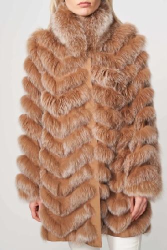 Abrigo seda reversible largo zorro- S Baby blue