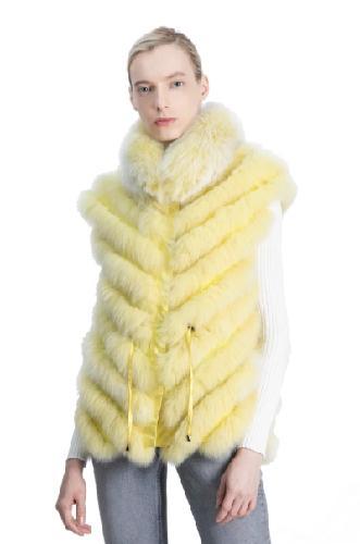 Chaleco seda reversible corto zorro- S Limon