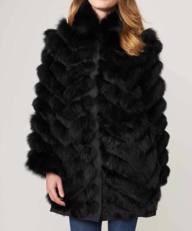 Abrigo seda reversible largo zorro- XL Gris