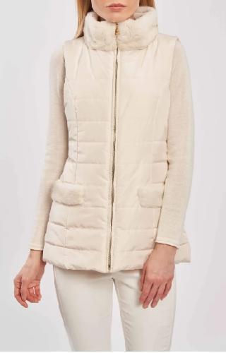 Chaleco nylon pluma cuello mink-S Blanco