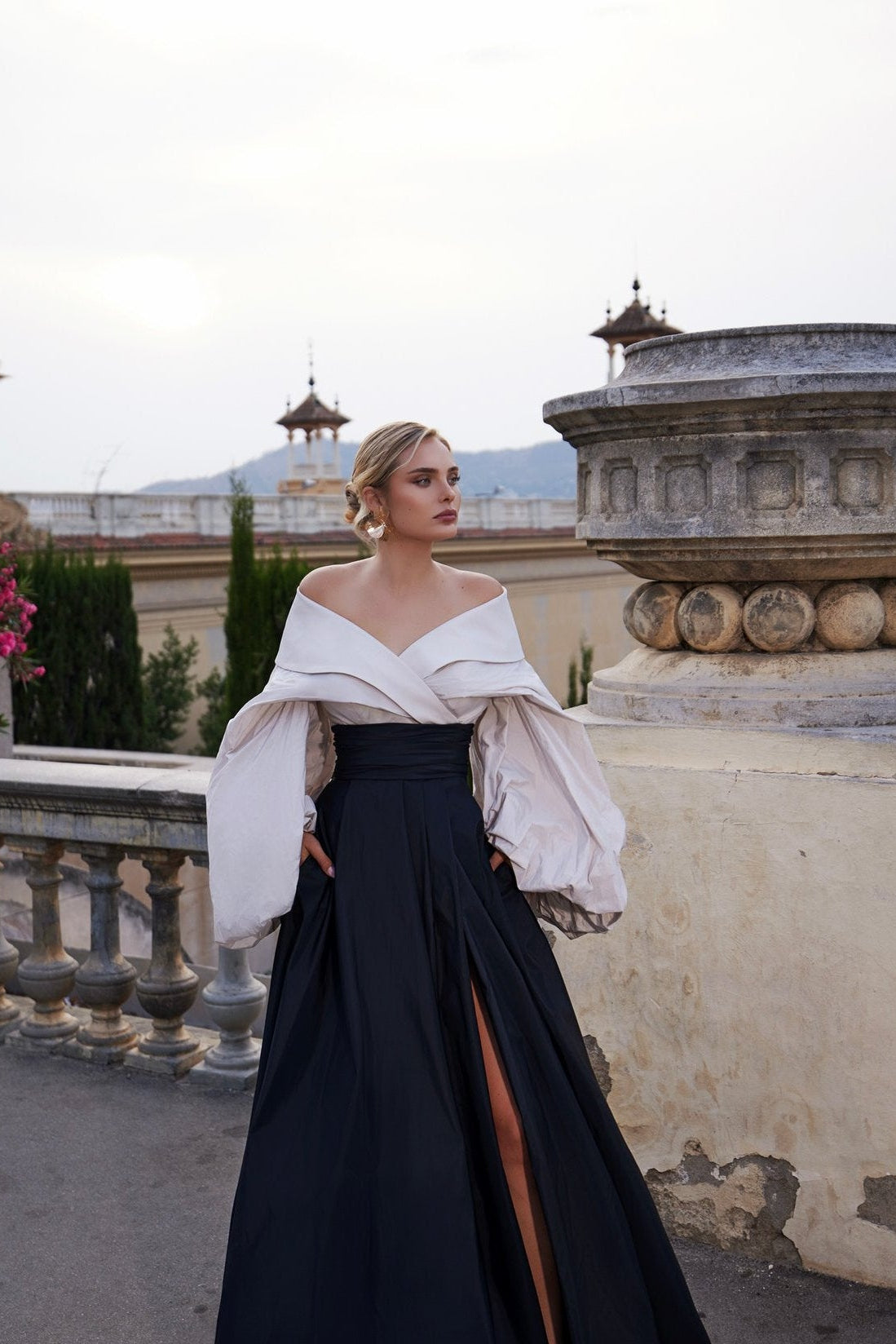 Vestido de dos piezas de tafetán
