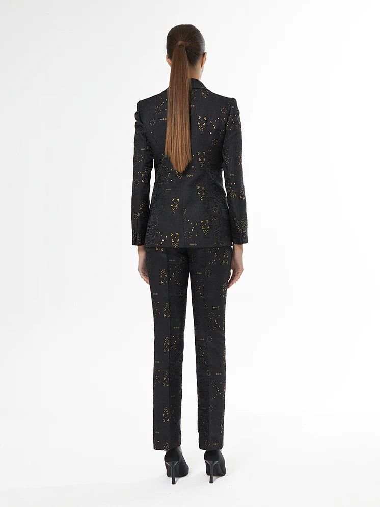 Pantalon brocado- 44 Negro