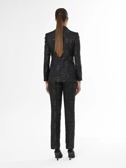 Pantalon brocado- 44 Negro