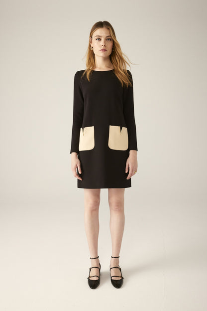 Vestido Bicolor - 42 Negro