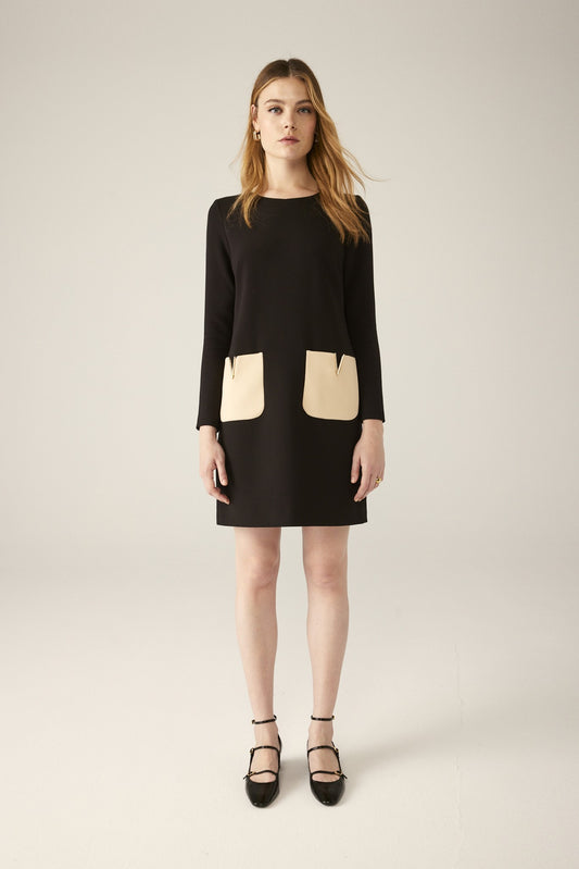 Vestido Bicolor - 42 Negro