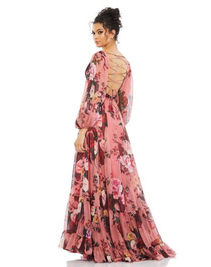 Cuello Draped m larga- 4 Floreado vino