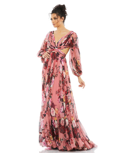 Cuello Draped m larga- 4 Floreado vino