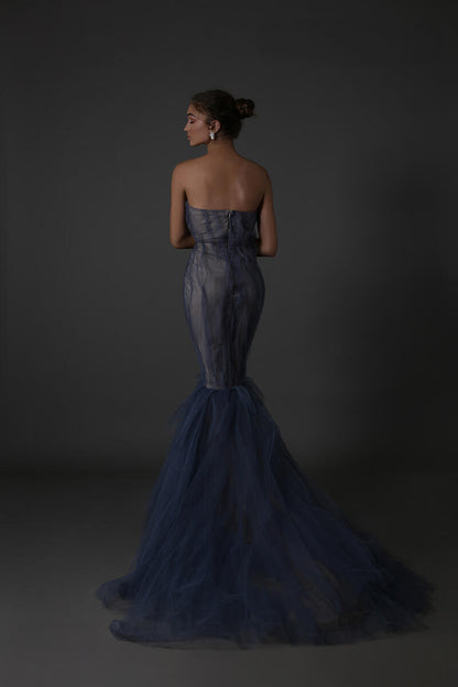 Strapless tul pedreria- 40 Baby blue