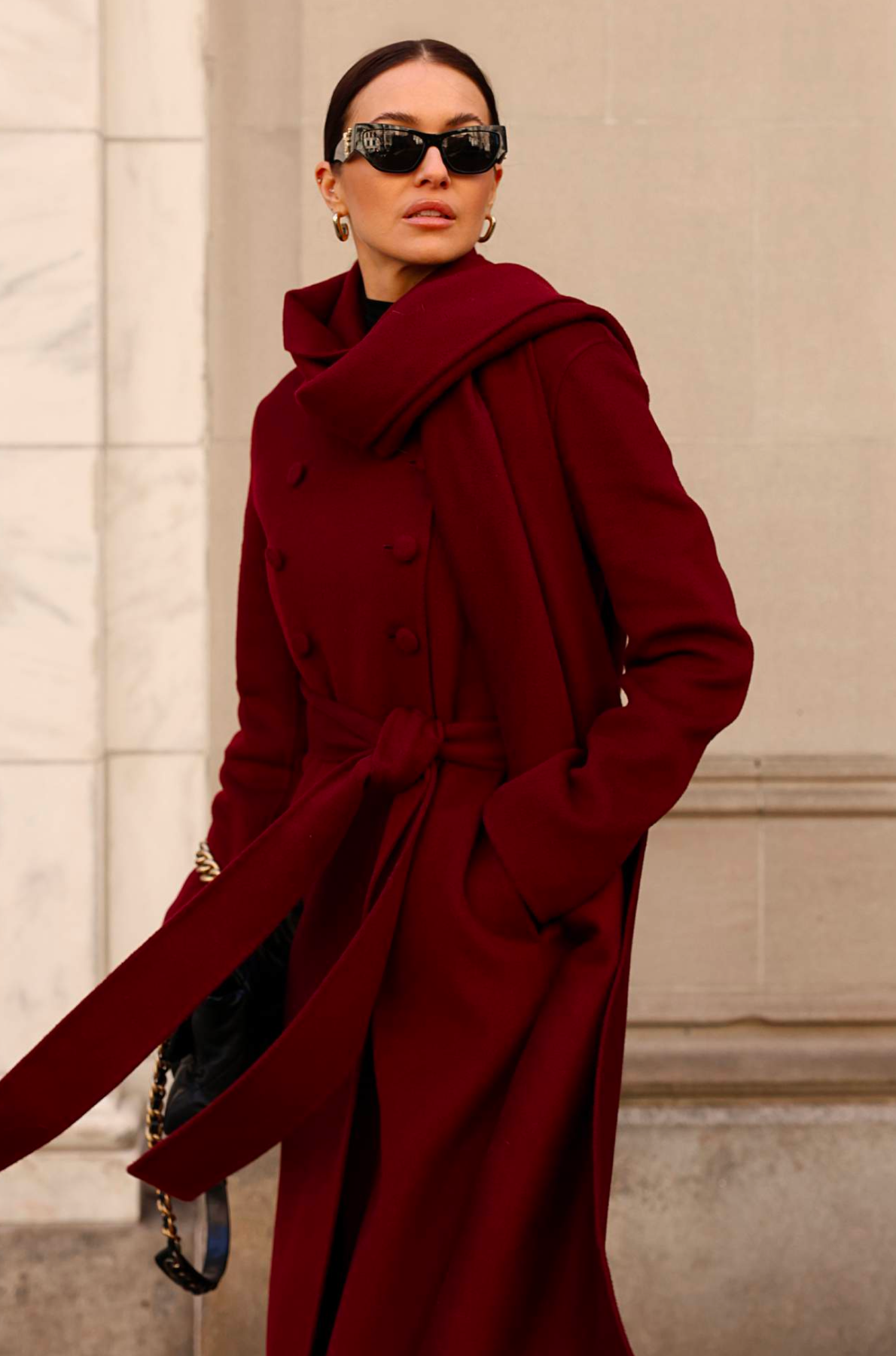 MAXI COAT W DETACH SCARF