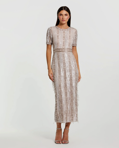 Crystal Fringe Column Dress
