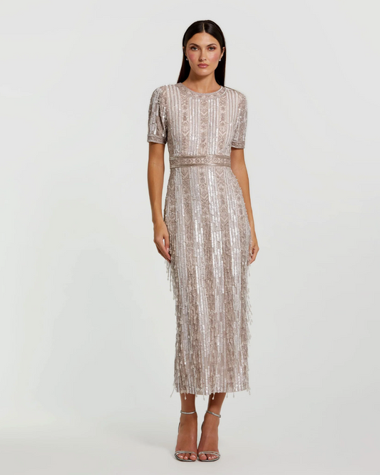 Crystal Fringe Column Dress