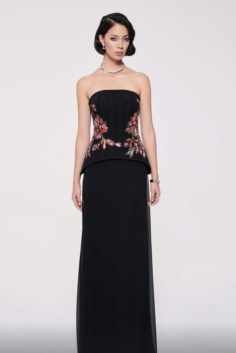 Black Dress With Flower Detail