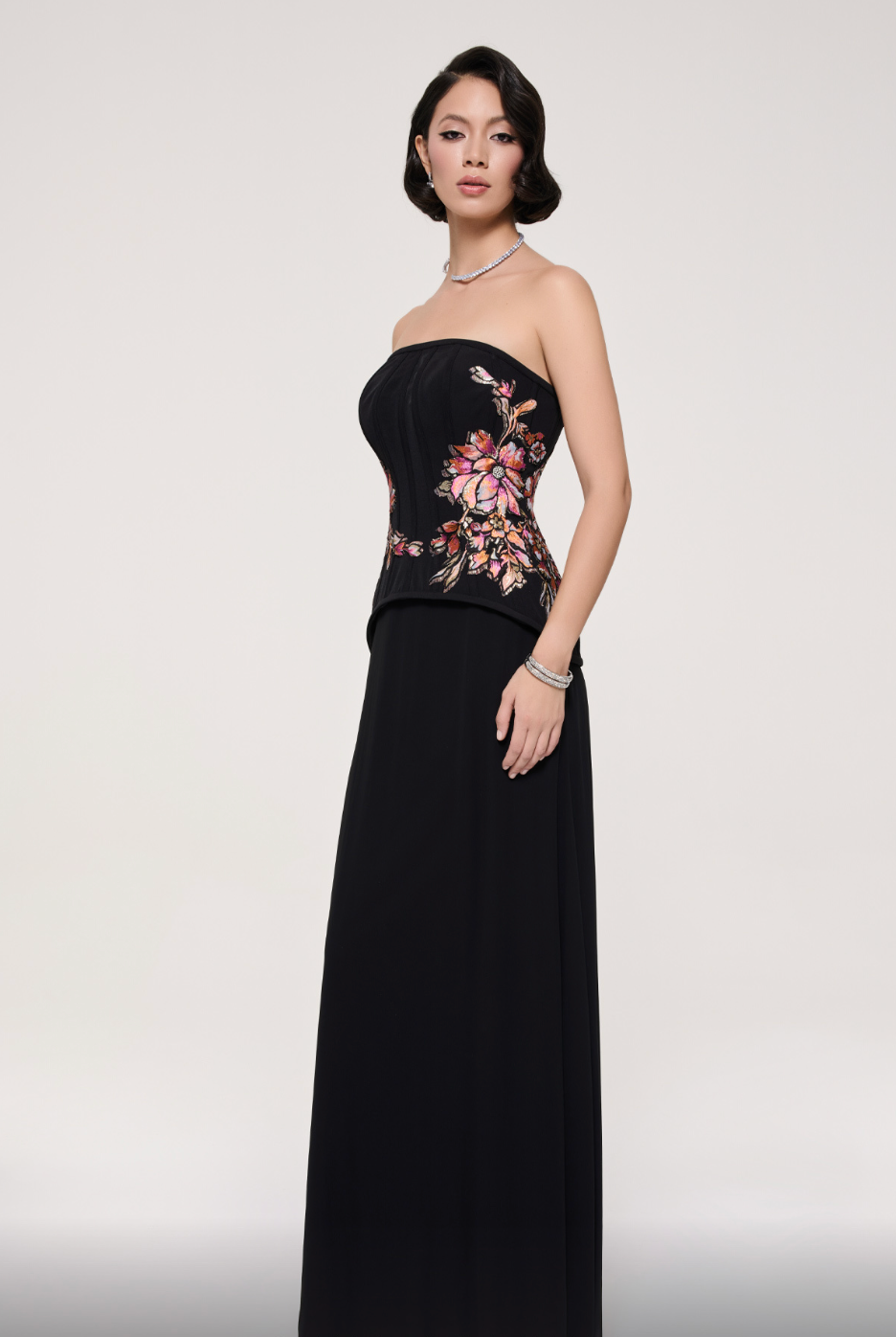 Black Dress With Flower Detail