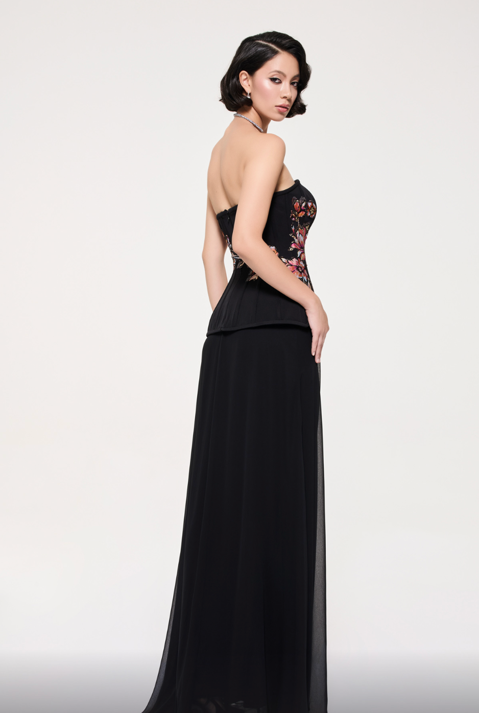 Black Dress With Flower Detail