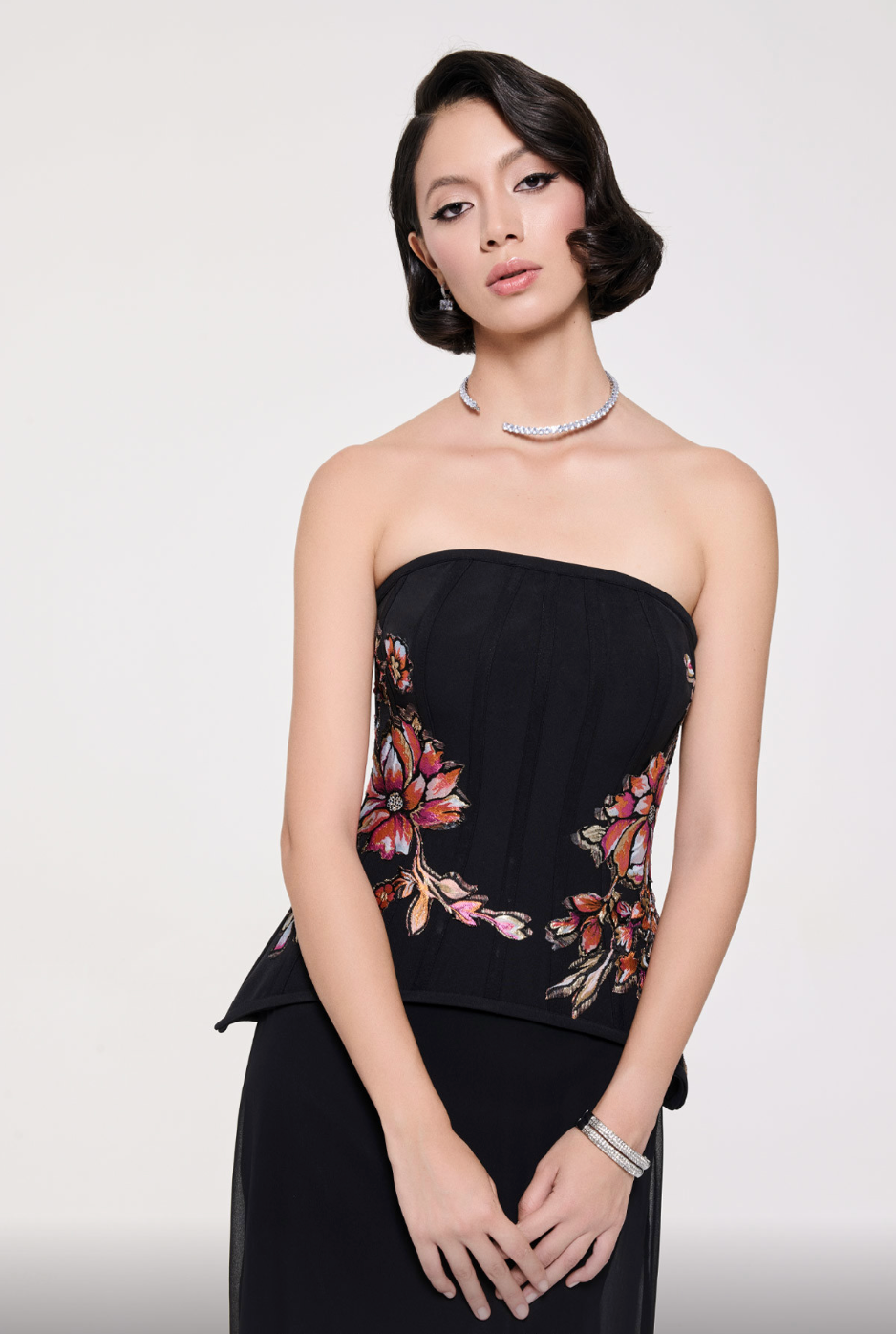 Black Dress With Flower Detail