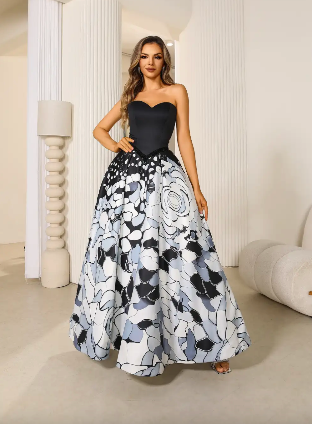 Strapless estampado noche