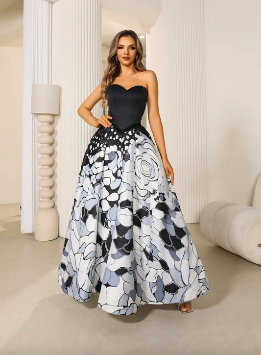 Strapless estampado noche