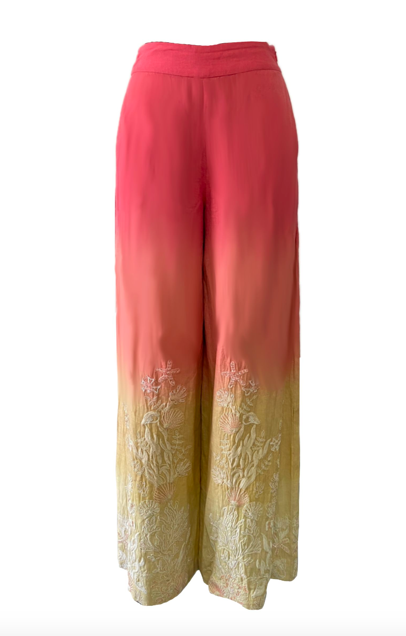 Pantalon con bordado - L Coral