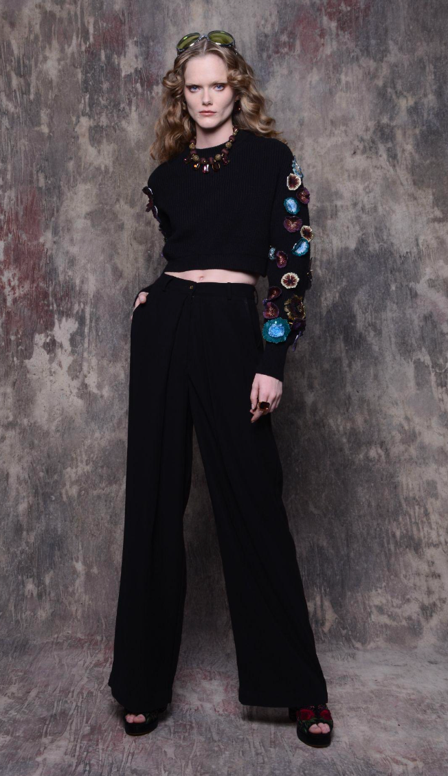 Pantalon seda- L Negro