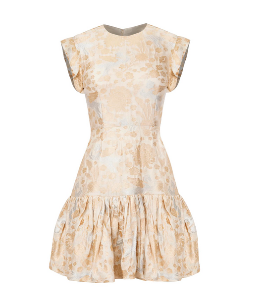 Vestido corto seda estampado- M Gold