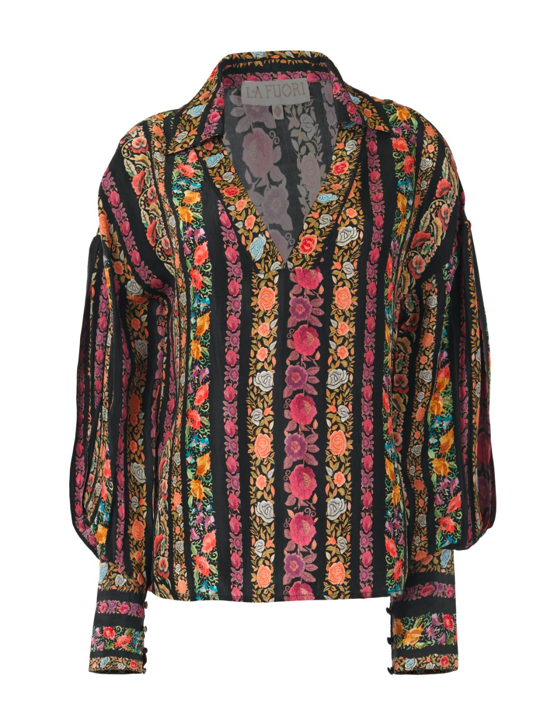 Blusa Estampada bordada- L Negro