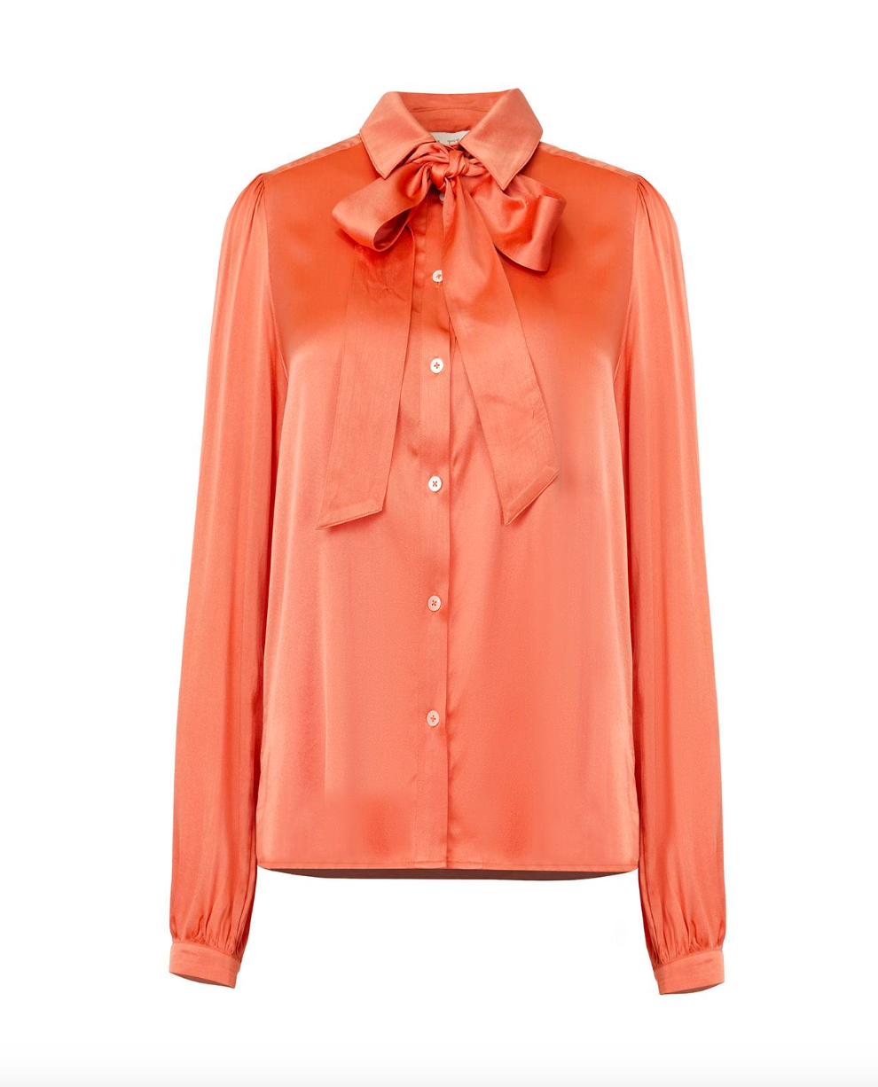 Blusa satin moño- L Peach