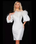 Coctel strapless plumas- 8 blanco