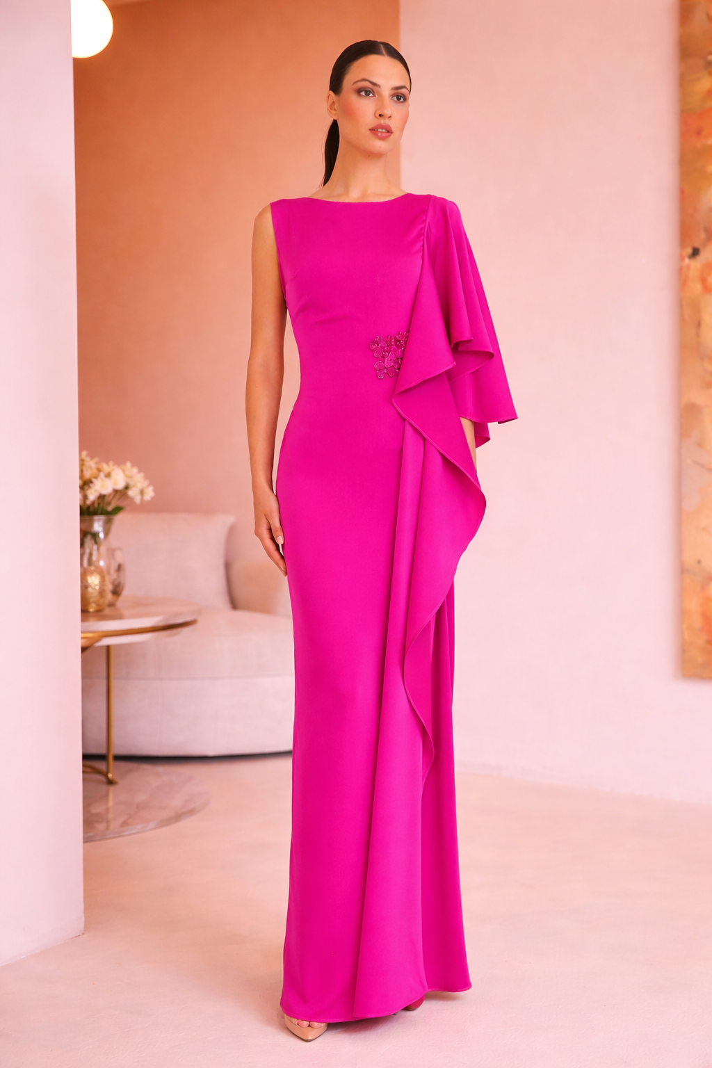 Vestido Asimetrico Capa