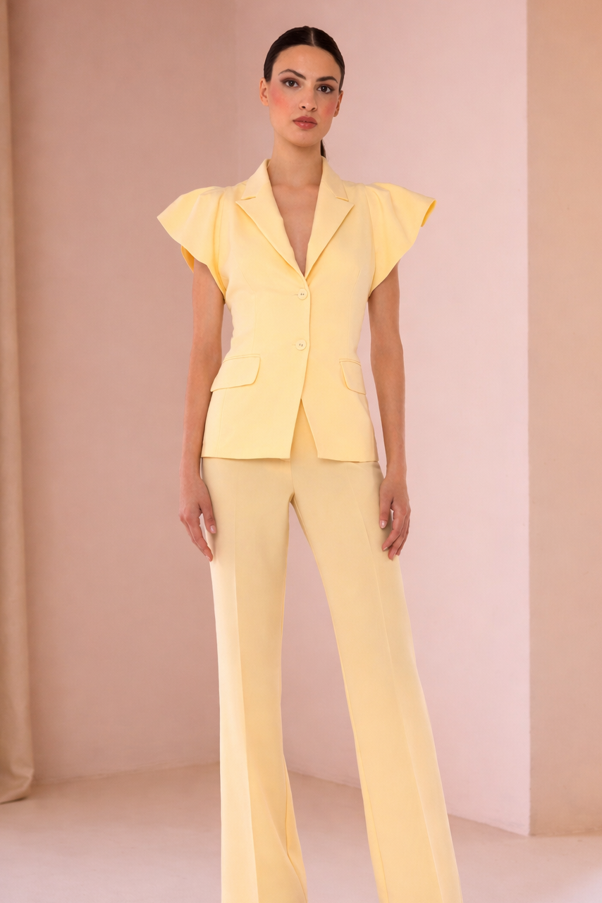 Conjunto Amarillo Chaqueta sin manga con Pantalon