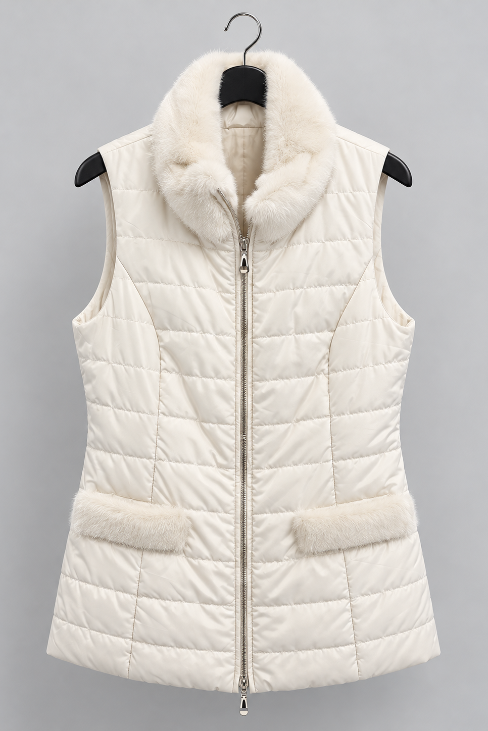 Chaleco Pluma Cuello Mink