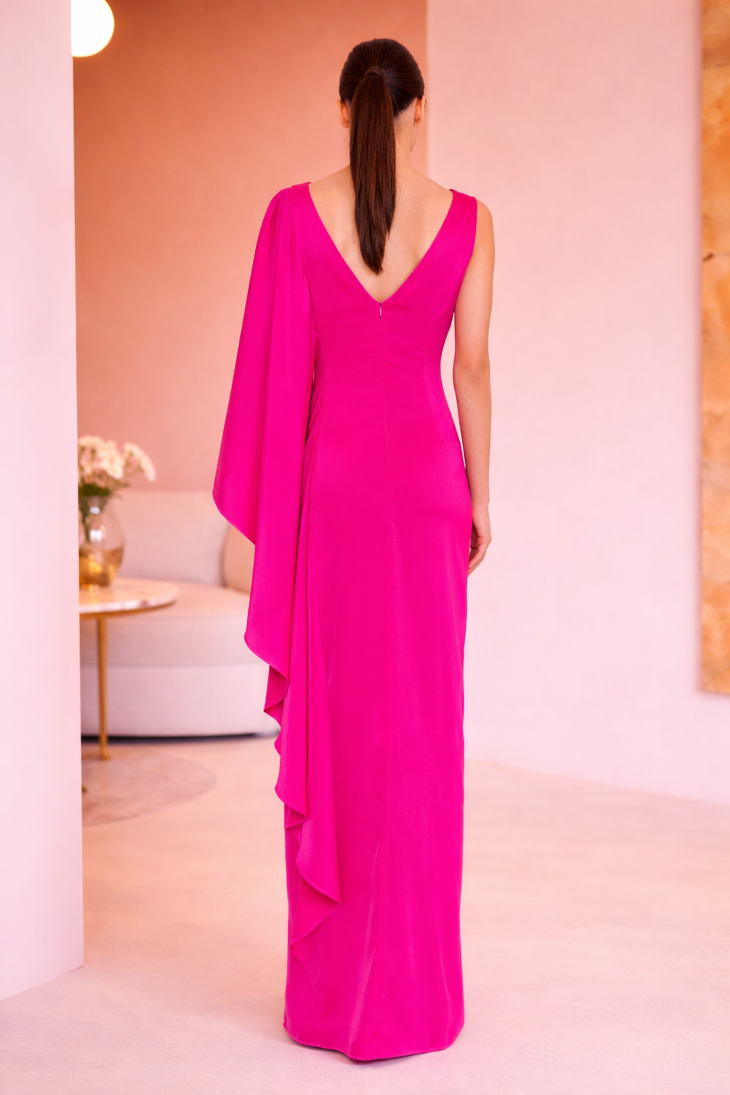 Vestido Asimetrico Capa