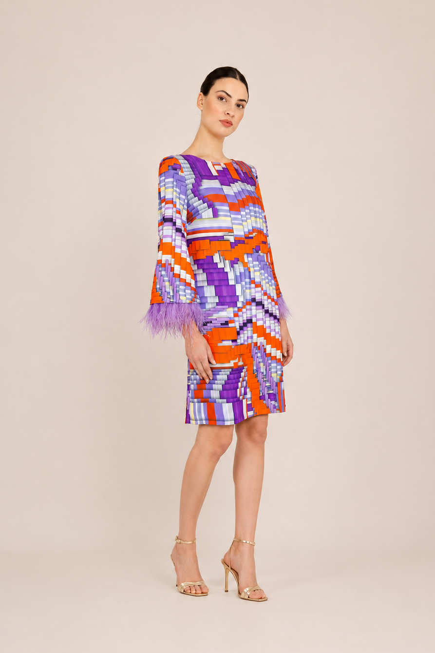 Vestido Plumas Recto